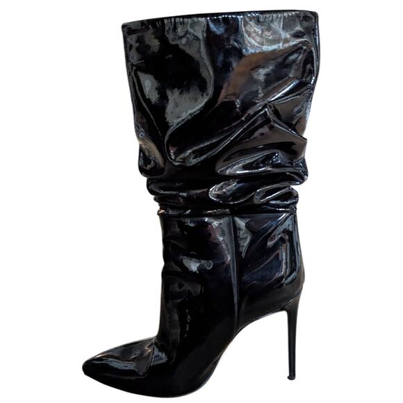 Paris Texas Slouchy Stiletto Boots Black Patent Leather Size 38 - Picture 2 of 7